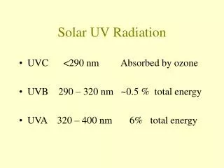 Solar UV Radiation