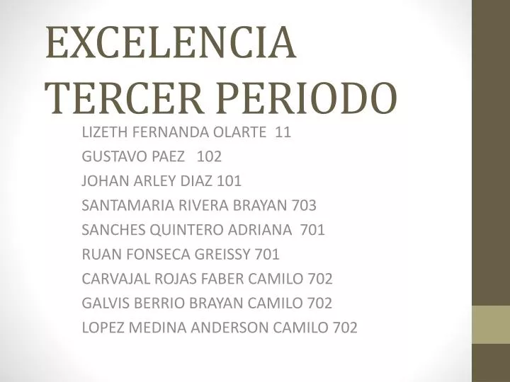 excelencia tercer periodo