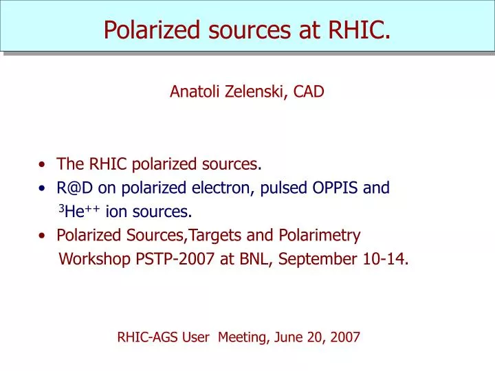 polarized sources at rhic