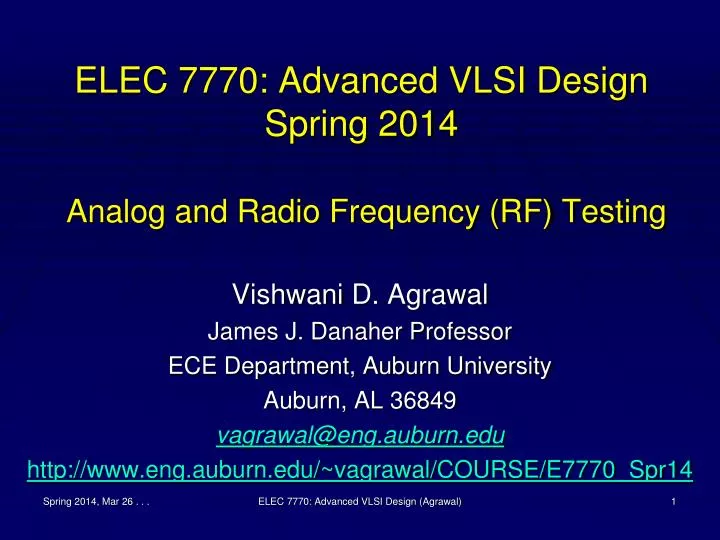 elec 7770 advanced vlsi design spring 2014 analog and radio frequency rf testing
