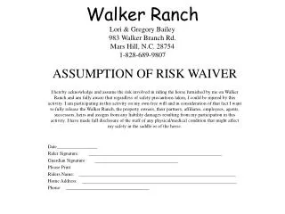 ASSUMPTION OF RISK WAIVER