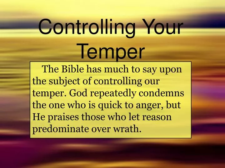 controlling your temper