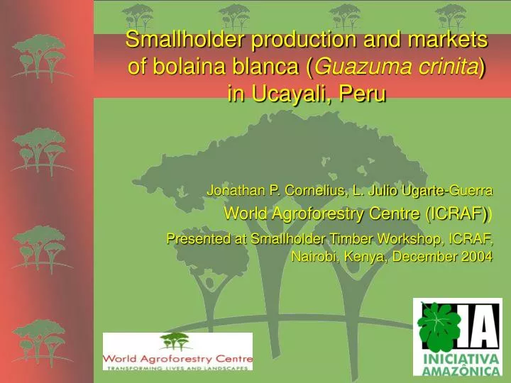 smallholder production and markets of bolaina blanca guazuma crinita in ucayali peru