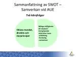 Sammanfattning av SWOT – Samverkan vid AUE - slide 1