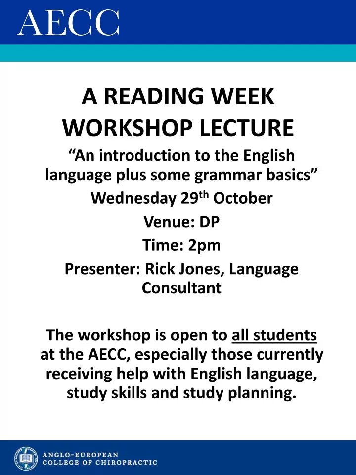a reading week workshop lecture
