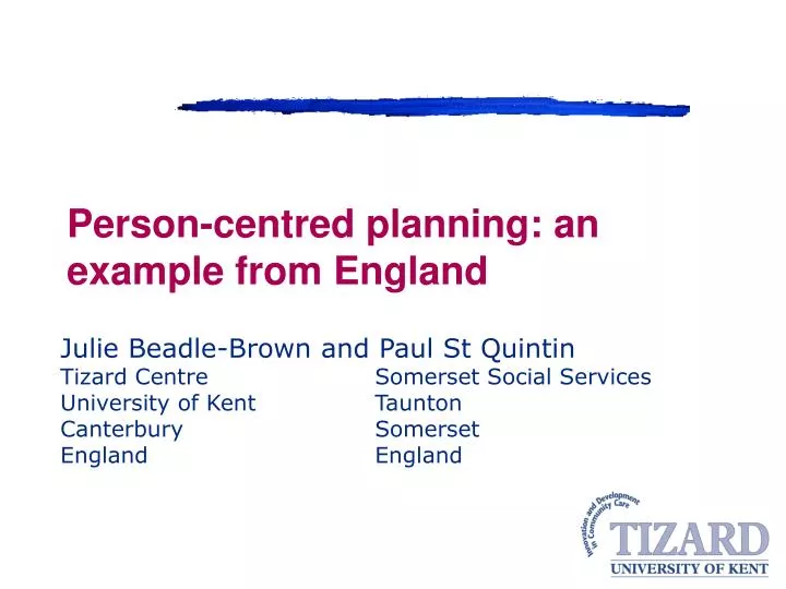 person centred planning an example from england
