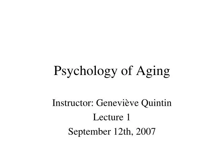 psychology of aging