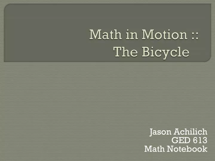 math in motion the bicycle