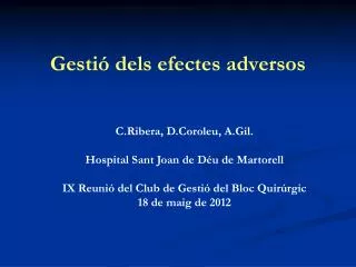 gesti dels efectes adversos