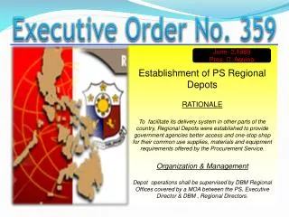 Establishment of PS Regional Depots RATIONALE