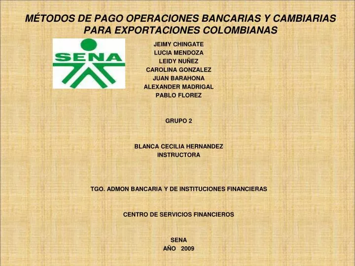 m todos de pago operaciones bancarias y cambiarias para exportaciones colombianas