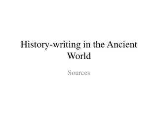 History-writing in the Ancient World