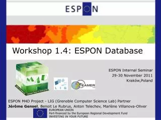Workshop 1.4: ESPON Database