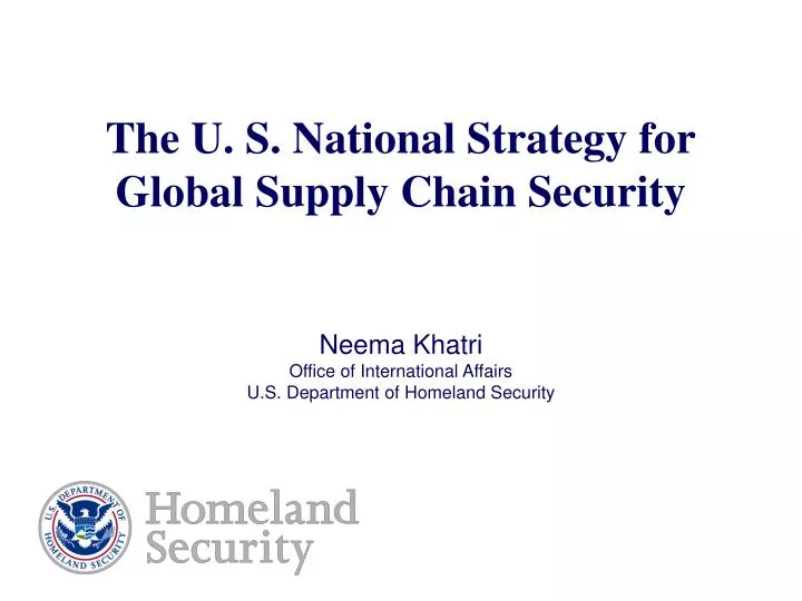 the u s national strategy for global supply chain security
