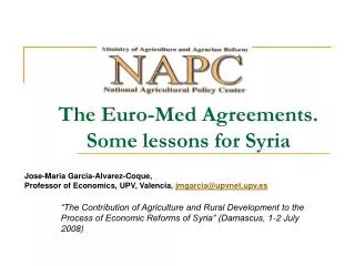 The Euro-Med Agreements. Some lessons for Syria