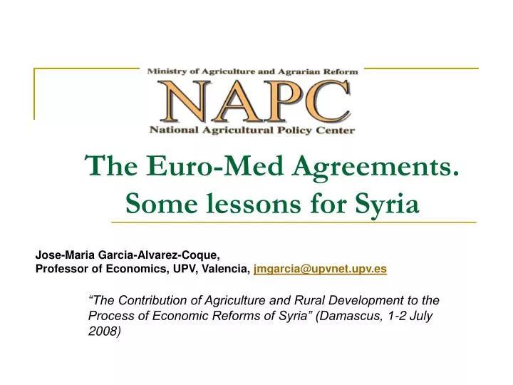 the euro med agreements some lessons for syria