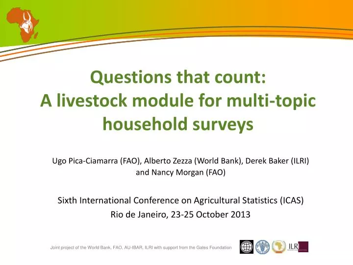 questions that count a livestock module for multi topic household surveys
