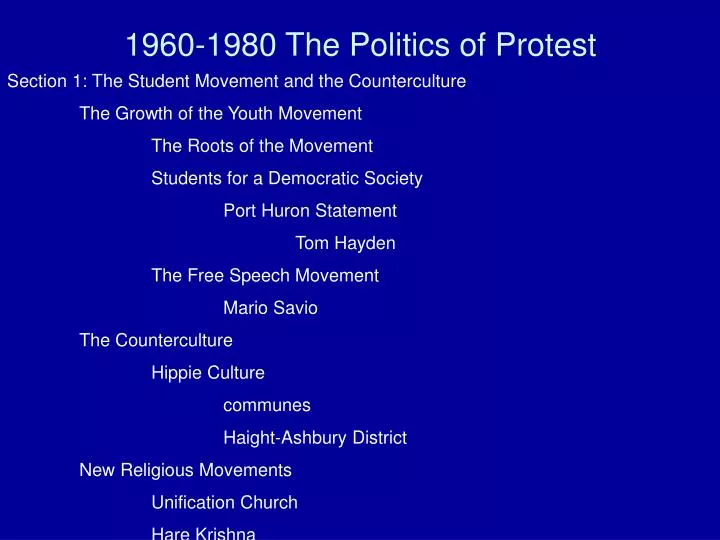 1960 1980 the politics of protest