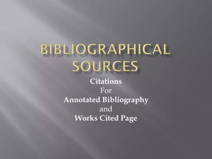 bibliographical sources