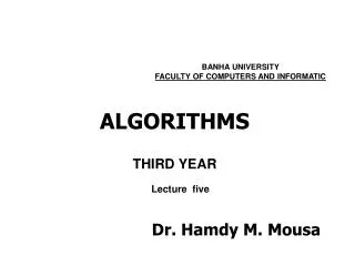 algorithms third year