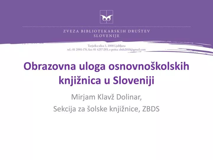 obrazovna uloga osnovno kolskih knji nica u sloveniji