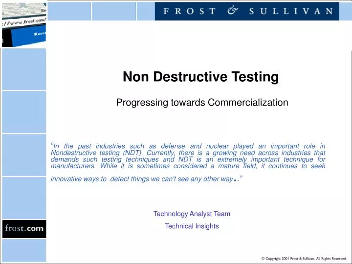 non destructive testing progressing towards commercialization