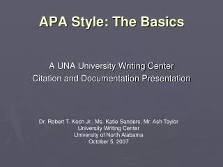 APA Style: The Basics