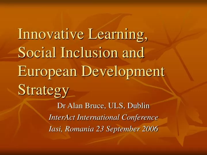 innovative learning social inclusion and european development strategy