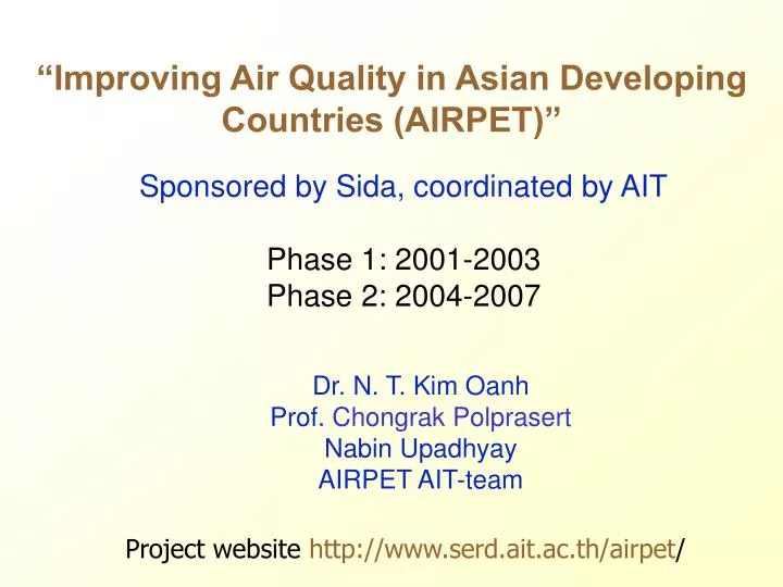 improving air quality in asian developing countries airpet
