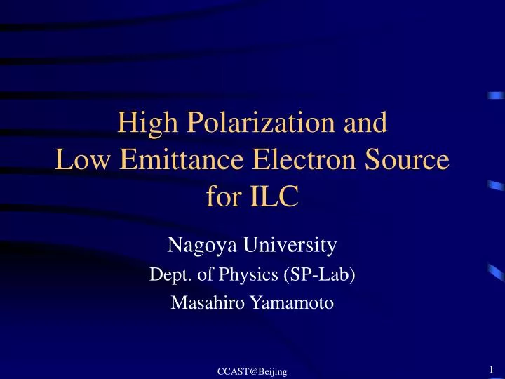 high polarization and low emittance electron source for ilc