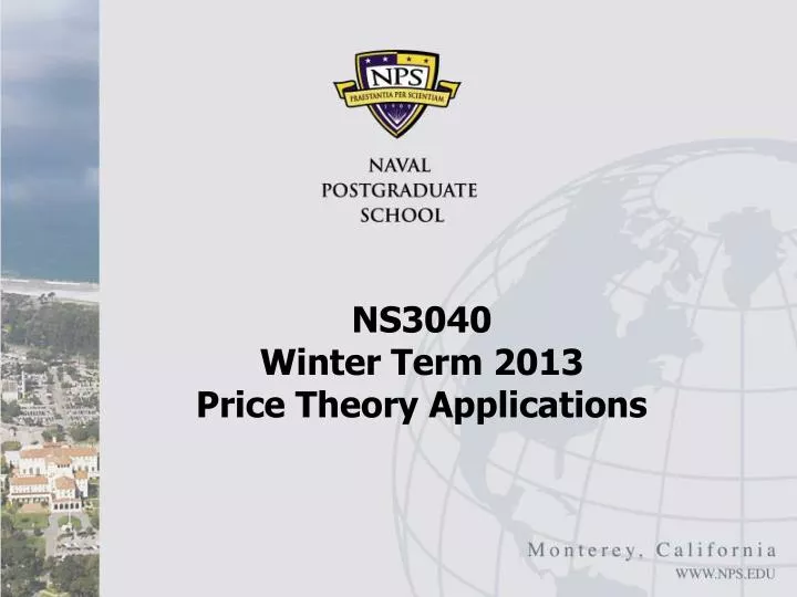 ns3040 winter term 2013 price theory applications