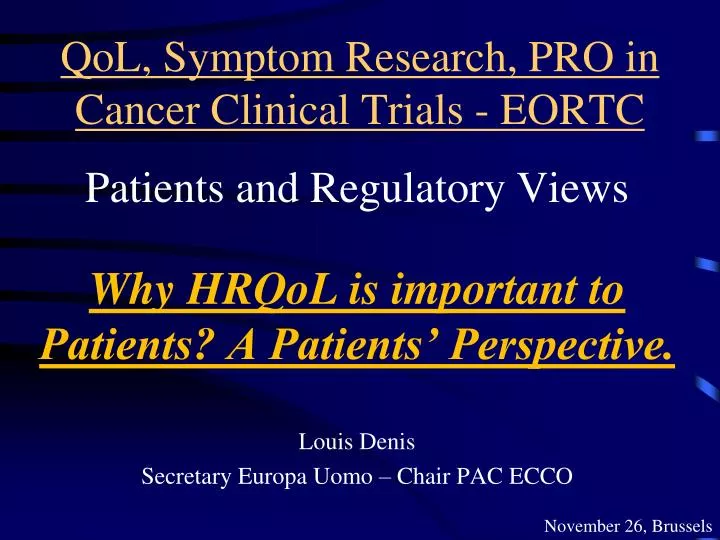 qol symptom research pro in cancer clinical trials eortc