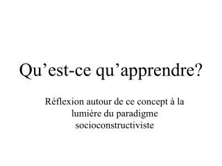 qu est ce qu apprendre