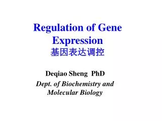 Regulation of Gene Expression ??????