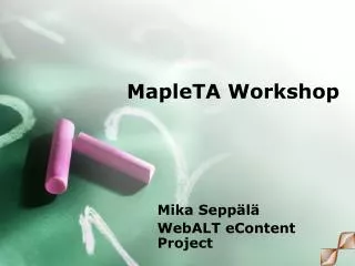 MapleTA Workshop