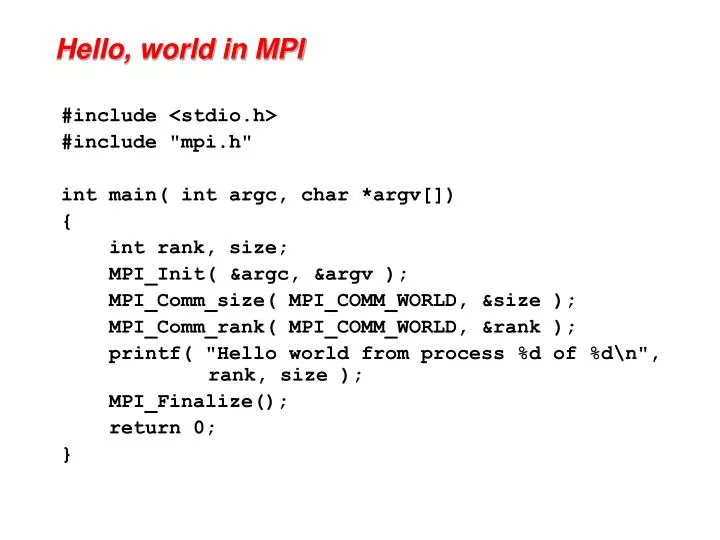 hello world in mpi