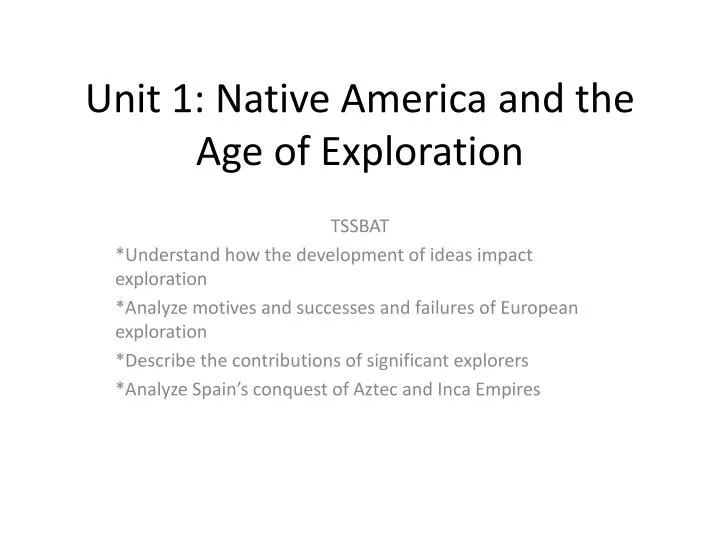 unit 1 native america and the age of exploration