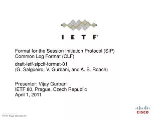 Format for the Session Initiation Protocol (SIP) Common Log Format (CLF)