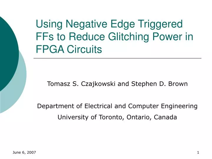 using negative edge triggered ffs to reduce glitching power in fpga circuits
