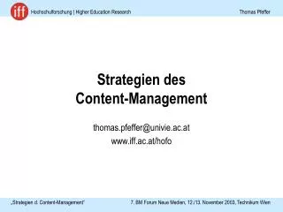 Strategien des Content-Management