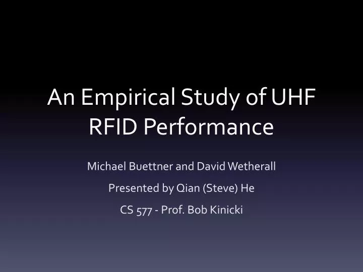 an empirical study of uhf rfid performance