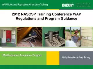 WAP Rules and Regulations Orientation Training