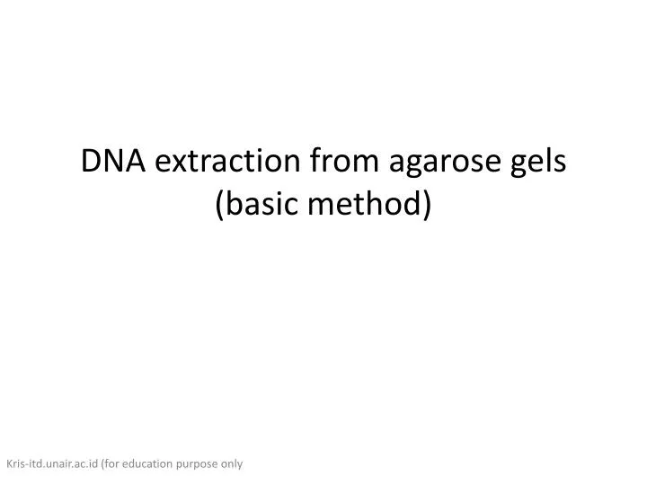 dna extraction from agarose gels basic method