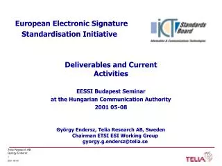 European Electronic Signature Standardisation Initiative
