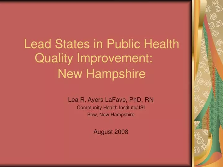 lead states in public health quality improvement new hampshire
