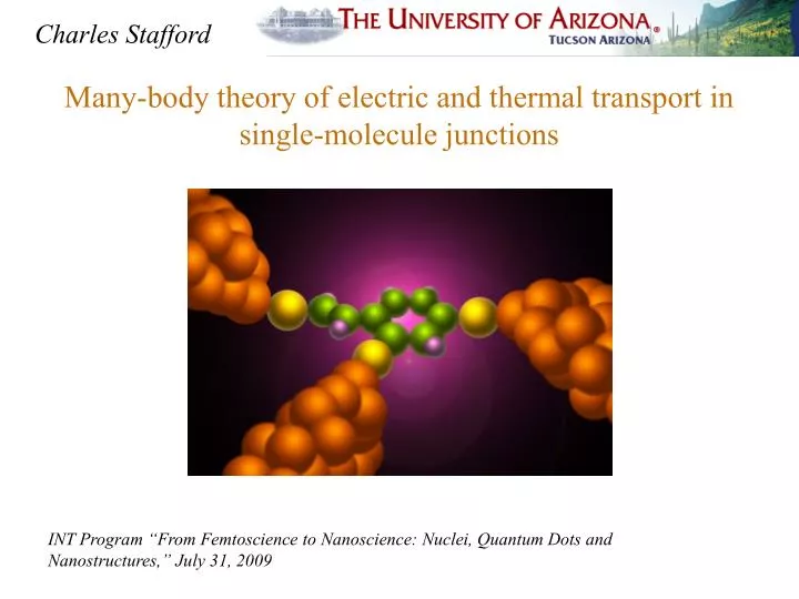 many body theory of electric and thermal transport in single molecule junctions