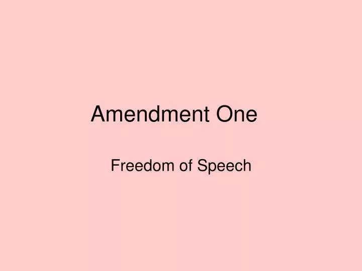amendment one