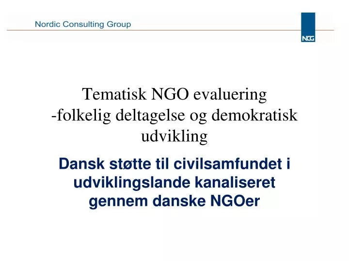 tematisk ngo evaluering folkelig deltagelse og demokratisk udvikling
