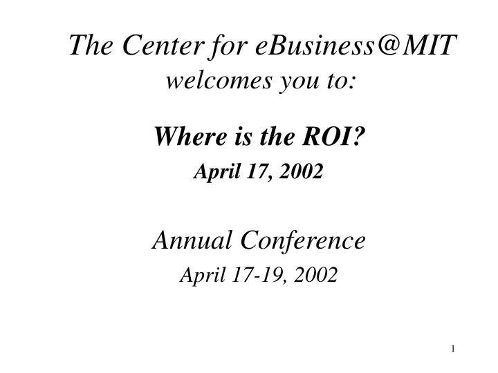 the center for ebusiness@mit welcomes you to