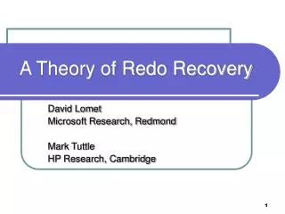 A Theory of Redo Recovery